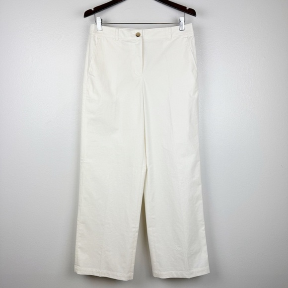 J. Crew Full Length Wide Leg Trousers Cotton Blend Ivory Size 8 NWT - Picture 5 of 11